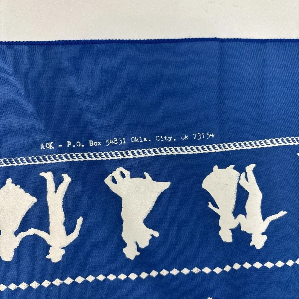 1989 Vintage Oklahoma Square Dance 80s Blue Bandana Handkerchief - 21 x 21‎